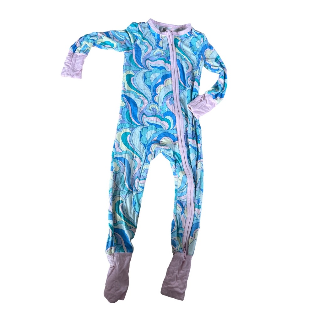 Angel Dear Bamboo Viscose Footie Sleeper Blue Pink Swirl 12-18M